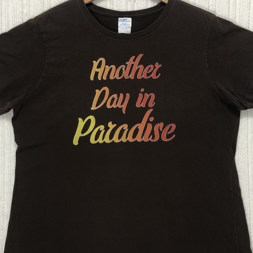 Port & Company Another Day in Paradise Graphic Tee Brown XL Ladies Fan Favorite